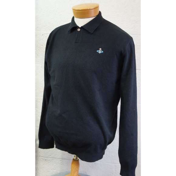 Vivienne Westwood Wool Black Men's Collared Sweater Size Large - Picture 1 of 12